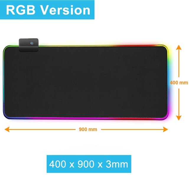 Alfombrilla de ratón RGB personalizada para Gaming alfombrilla de ratón para Gaming, color negro, LED, XXL Alfombrillas grandes de ratón, gran alfombra de escritorio con Teclado retroiluminado de 90x40mm: RGB 400x900x3mm