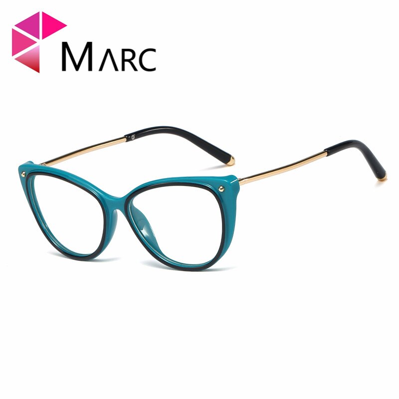 Marc damer kattøyebriller rammer for kvinner merkeblå retro retro optiske røde briller trend 95231: C6