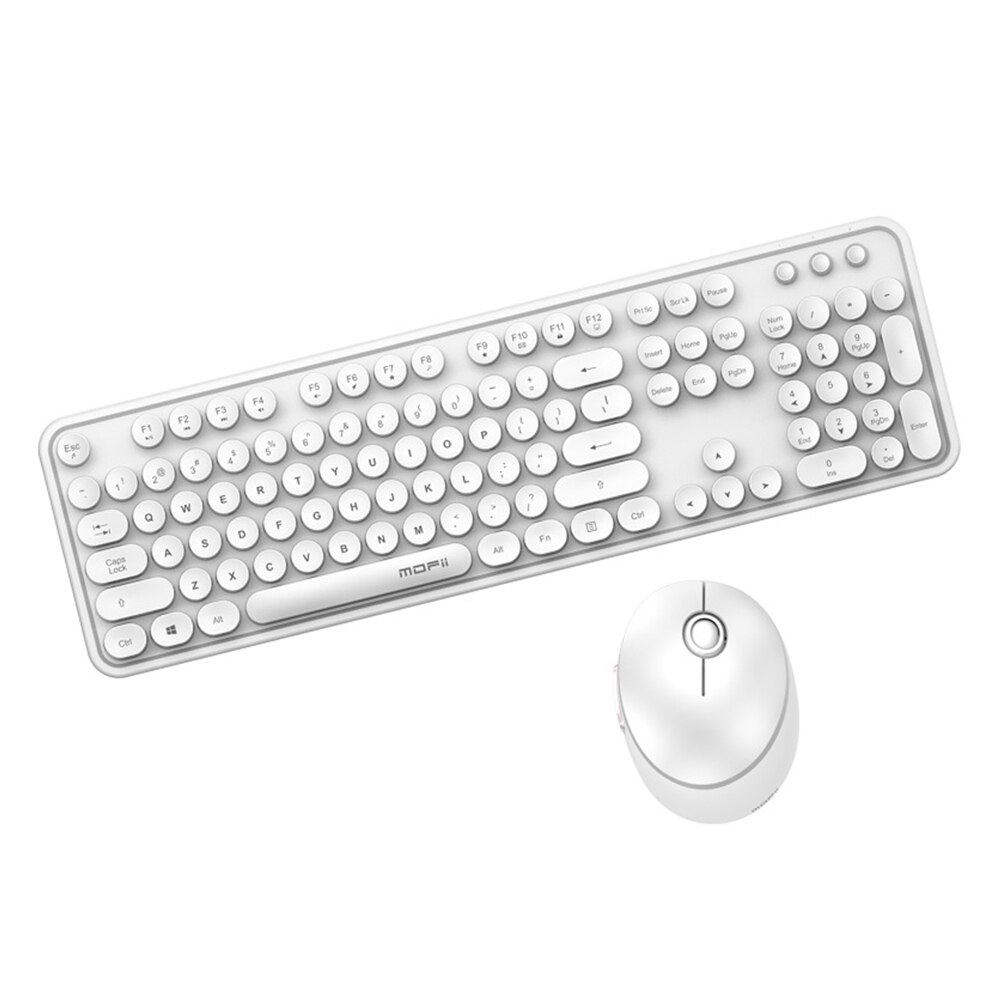 Kit clavier et souris sans fil multicolores 2 en 1, 1600DPI, émetteur-récepteur de signal USB étanche, adapté aux jeux et ordinateurs portables de bureau à domicile: White