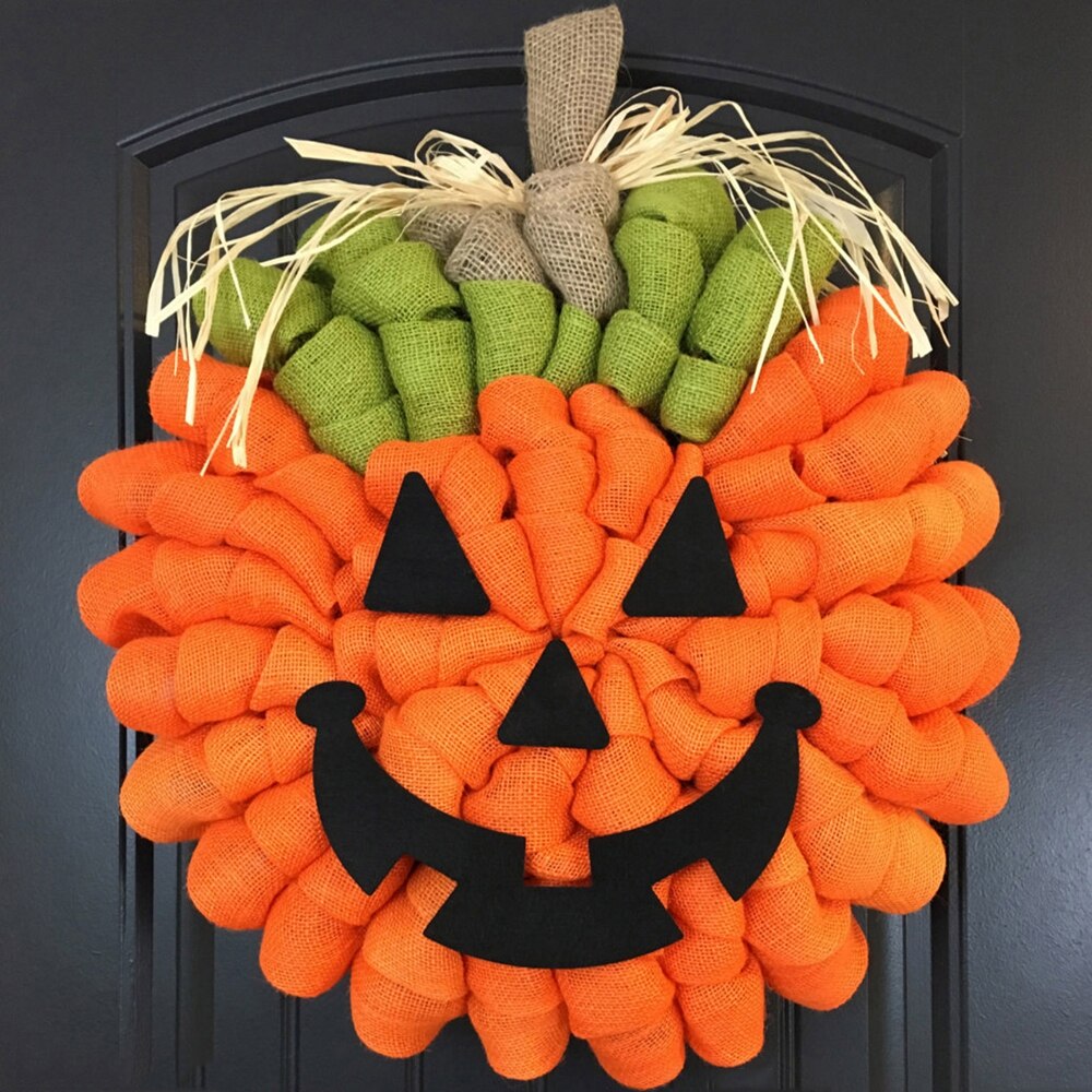 1Pc Halloween Pompoen Krans Kunstmatige Esdoorns Herfst Oogst Deur Opknoping Slingers Hanger Ornamenten