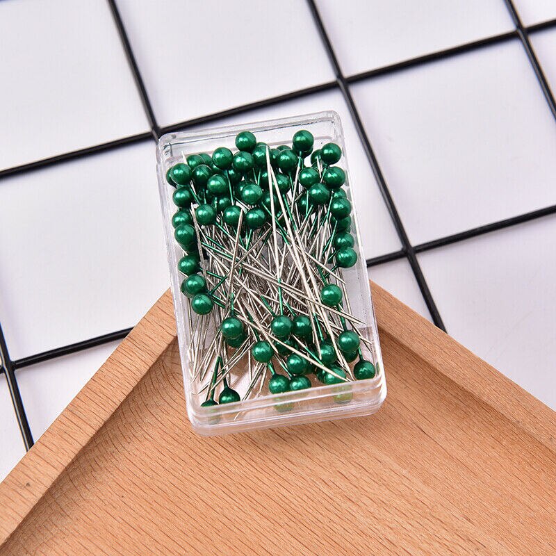 100 stk synåle glashoved perle symaskine nåleholder hovedstifter: Grøn