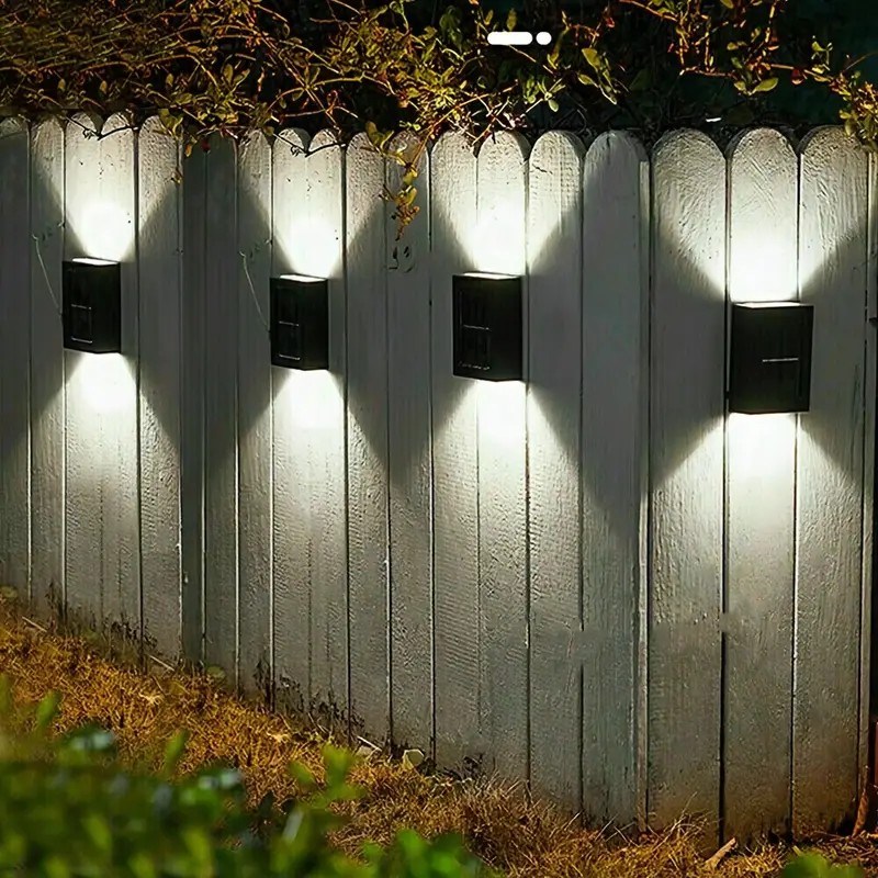 2 LED Solar Light Outdoor Waterproof Solar Wall Lamp Up and Down Lighting Garden Stairs Fence Decoration Sunlight Powered Lamp