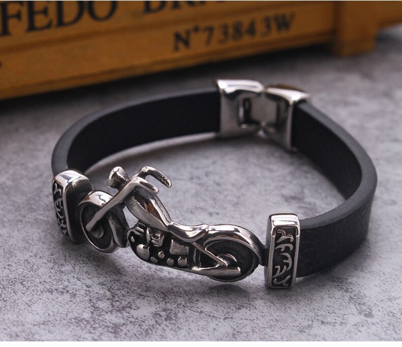 Titanium Truck Punk Armband Mannen Aanmatigend Armband Rvs Retro Motorfiets Armband Sieraden Armbanden Mannen Armband