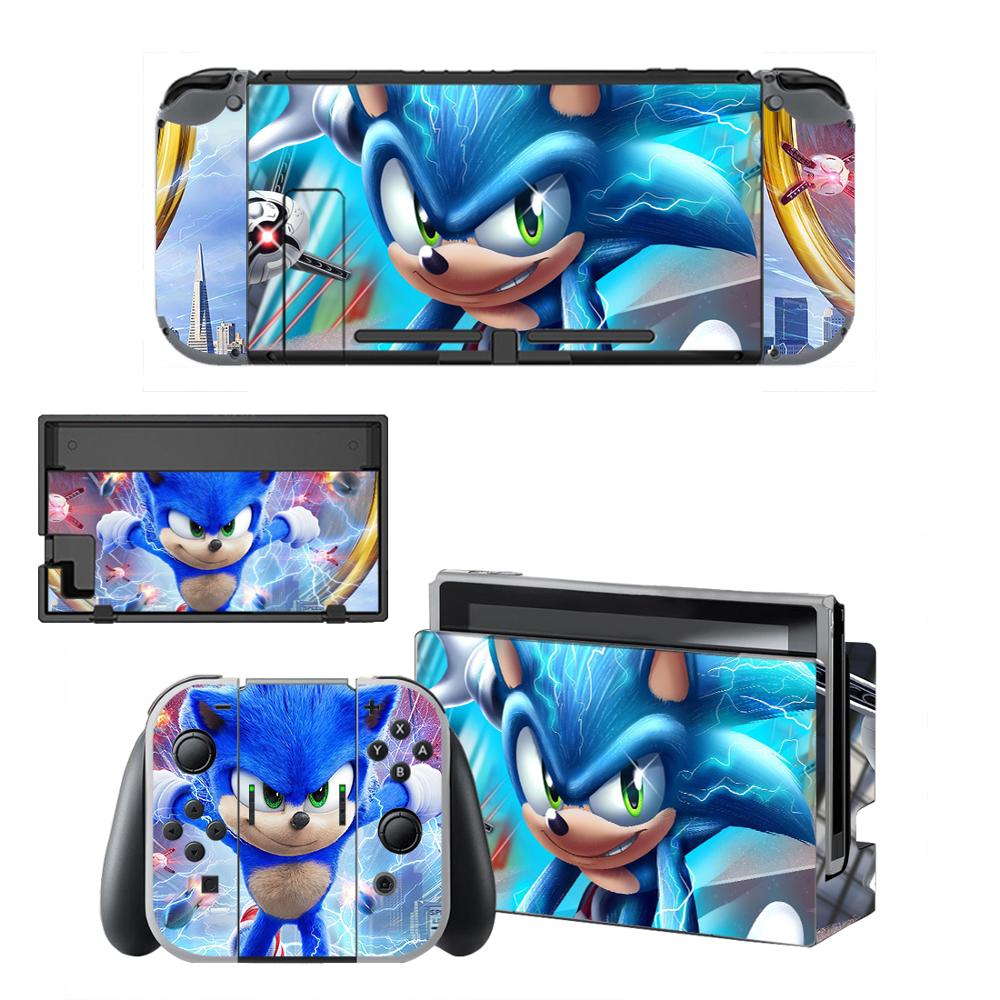 Vinyl Screen Skin Sonic Protector Stickers for Nintendo Switch NS Console + Controller + Stand Holder Dock Skins Stickers