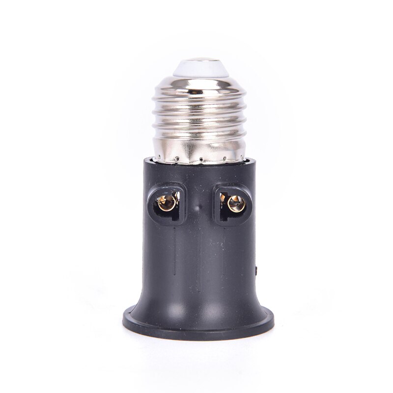 Pbt brandsikker  e27 pære adapter lampeholder base sokkel konvertering med eu stik: Sort