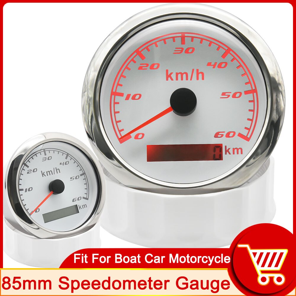Hd 60 Km/h Gps Snelheidsmeter Kilometerteller 85Mm Gauge 120 200 Km/h Zonder Gps Antenne Voor Marine Boot Auto atv Truck Rode Backlight