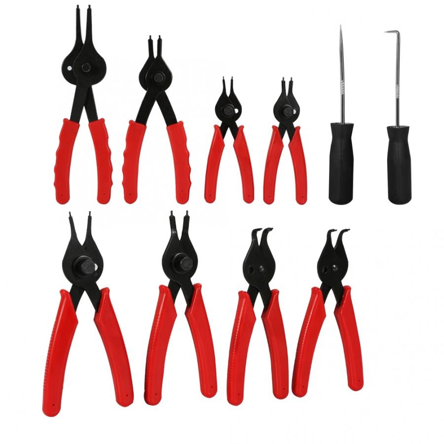 11 pcs Universal Mechanics Internal & External Circlip Plier Tool Set Snap Ring Pliers Tools Straight Bent Tip Plier