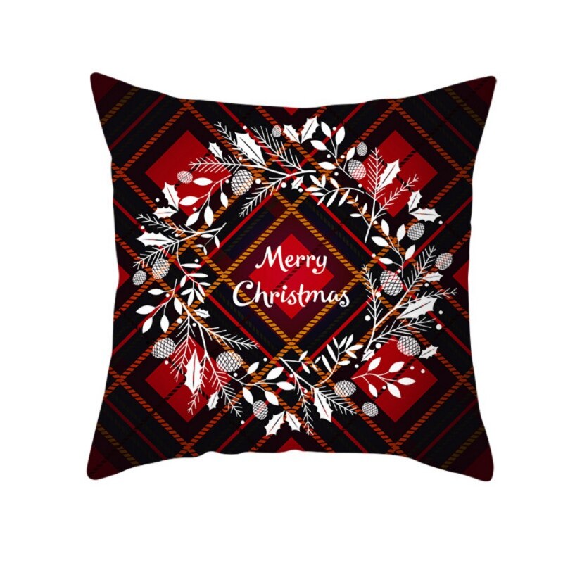 17.7in Double face décoratif thème de noël à carreaux jeter taie d'oreiller rouge vert noir Plaid taie d'oreiller pour la maison: 12