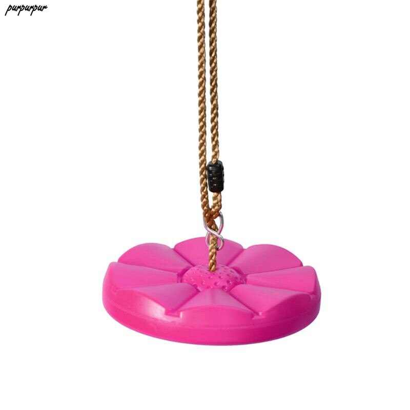 Indendørs udendørs gyngeskive reb gynge med justerbar nylonsnor rød til børn, der leger: Hot pink