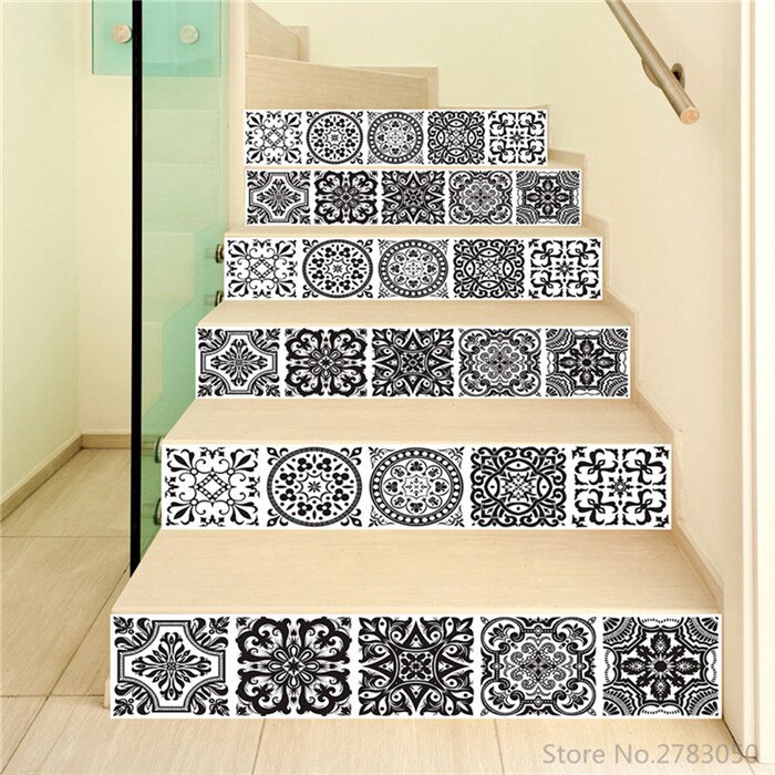 28 design 3d blomstertrapper trapp stigerør gulvklistremerke selvklebende gjør-det-selv-trapp pvc veggdekor hjemmedekorasjonsklistremerker: 28