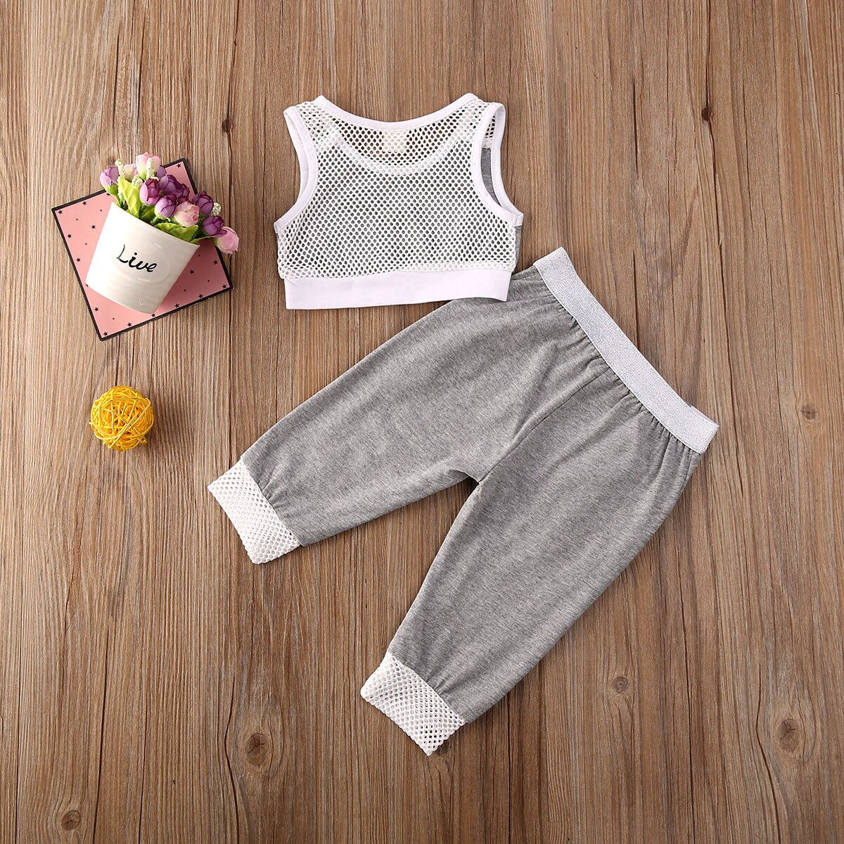 Toddler Kids Baby Girl Sports Outfit Vest Crop Top Pants Tracksuit Clothes