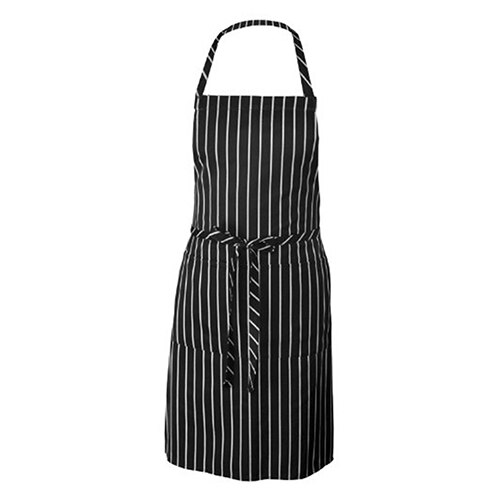 Kitchen Gadget Adjustable Black White Stripe Apron 2 Pockets Coffee Western Restaurant Chef Waiter Workwear Apron Home Apron
