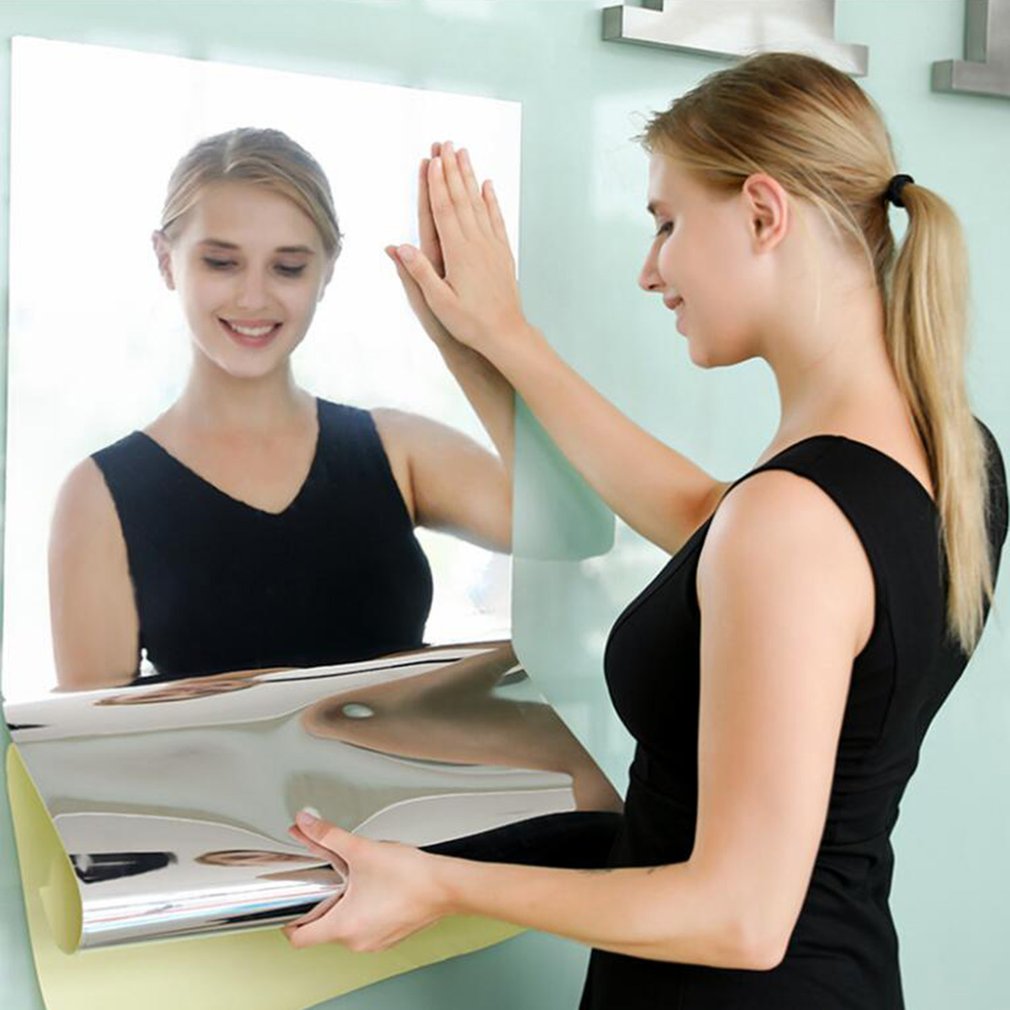 Reflective Mirror Film Mirror Mirror Wall Sticker 0.1mm Thick 50x50cm Living Room DIY Mirror Wall Sticker