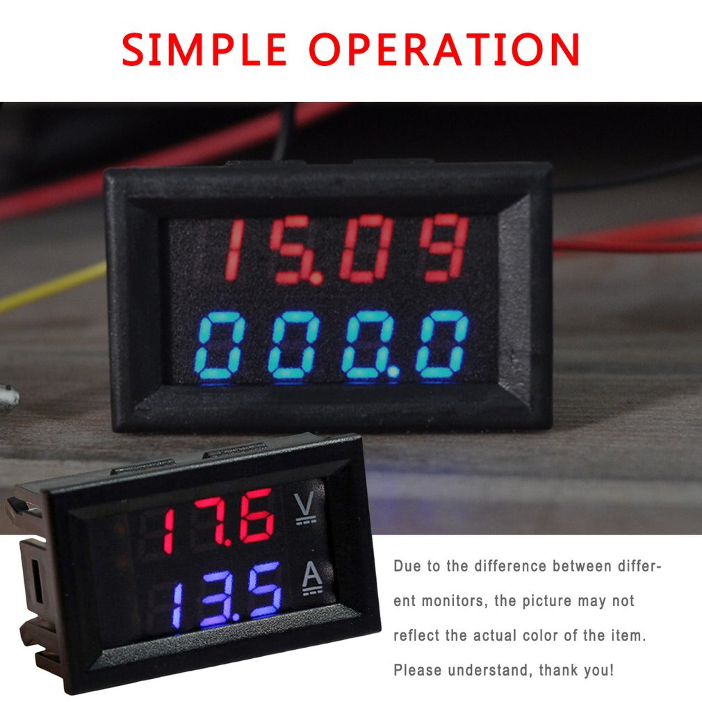 0.56'' 0-100V 10A 50A 100A LED Digital Voltmeter Ammeter Car Motocycle Voltage Current Meter Volt Detector Tester Monitor Panel