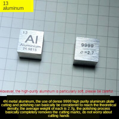 10mm terningsmetal kemiske prøver periodiske elementer fysiske viser periodiske tabel terning samling dekorationer: 13 aluminium