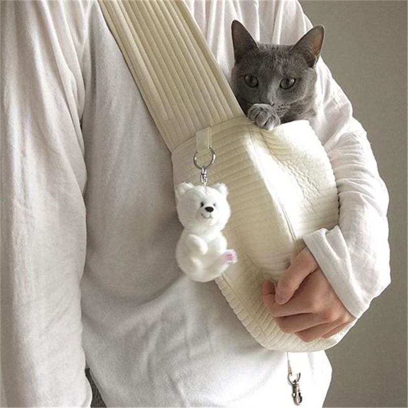 Handgjord hundväska husdjur kattungebärare utomhus resväska canvas enkel axelväska katt sling bekväm tygväska andningsbar