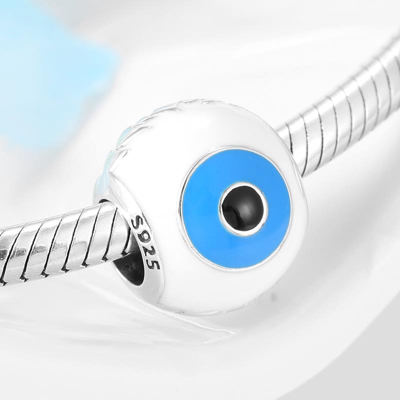 925 Sterling Zilver Devil 'S Eye Zilveren Kralen Fit Originele Europese Bedelarmband Sieraden Maken: PC0221