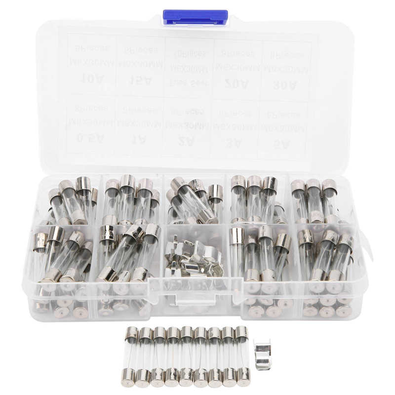 Glass Tube Fuse Transparent Overload Protection Fast Blow Fuses M6x30mm Corrosion Resistant Brake Lights Car Audio for Car