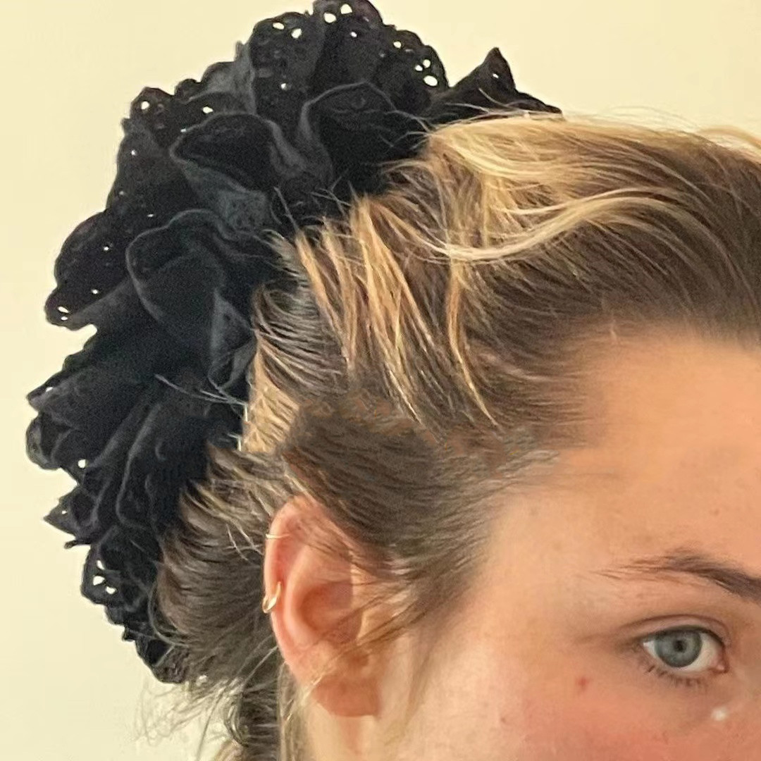 Coletero de pelo francés de encaje de gran tamaño para mujer, coleteros elásticos, diademas, accesorios elásticos para el cabello: Gris