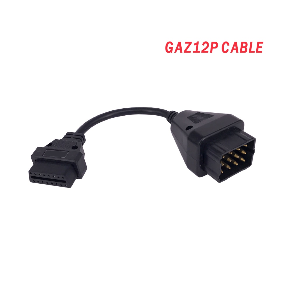 GAZ-Cable adaptador de conector de 12 pines a OBD2 OBD OBDII, macho a hembra, Diesel, herramienta de diagnóstico de camiones de servicio pesado, para delphis
