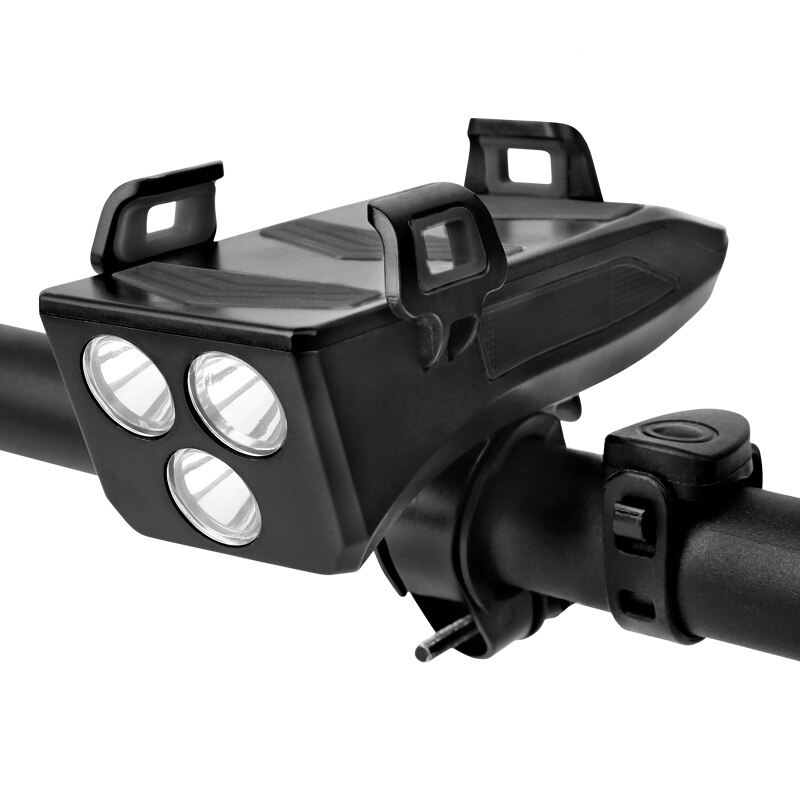 Phare intelligent Rechargeable d'usb de jeu de lumière avant de bicyclette de moto d'induction avec la lampe de vélo de LED de klaxon: Black