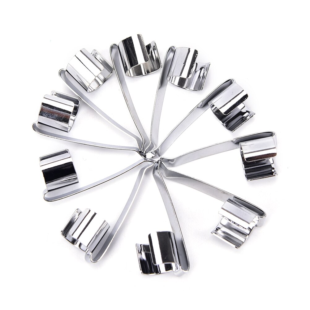 10Pcs Rvs Zilver Zaklamp Clip Zaklamp Mount Houder Pen Clip Klem