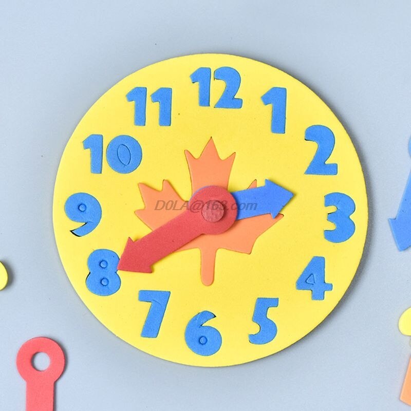 Kids Kinderen Diy Eva Foam Klok Horloge Nummer Fun Math Puzzel Game Leren Onderwijs Speelgoed Intelligentie Jigsaw