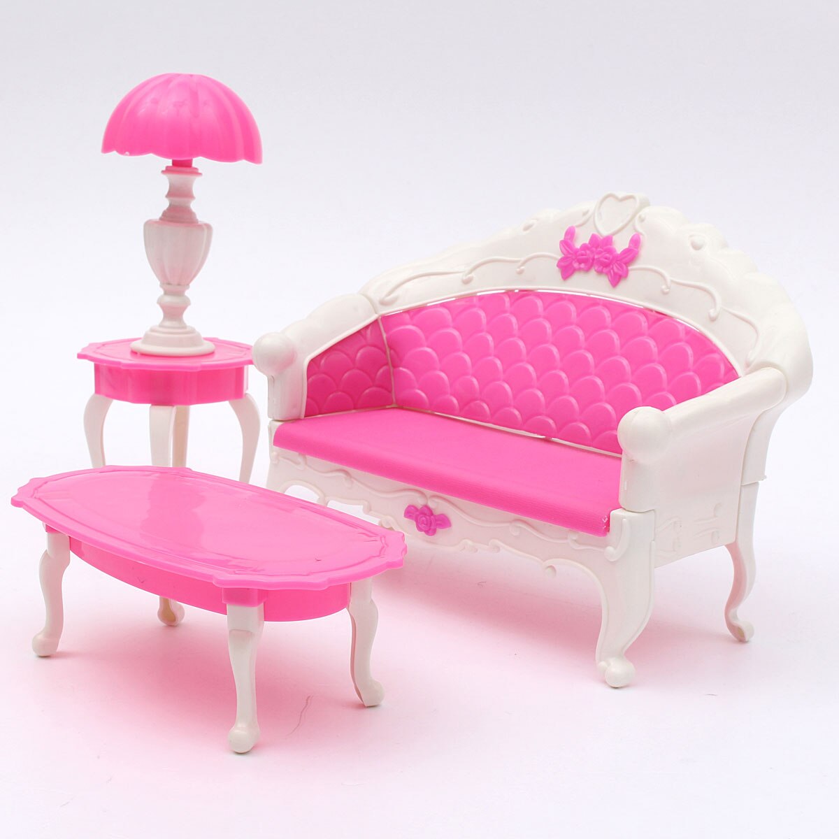 Miniatura Roze Poppenhuis Meubels Woonkamer Salon Sofa Set Voor Pop Poppenhuis Accessoires Speelgoed Voor Kinderen