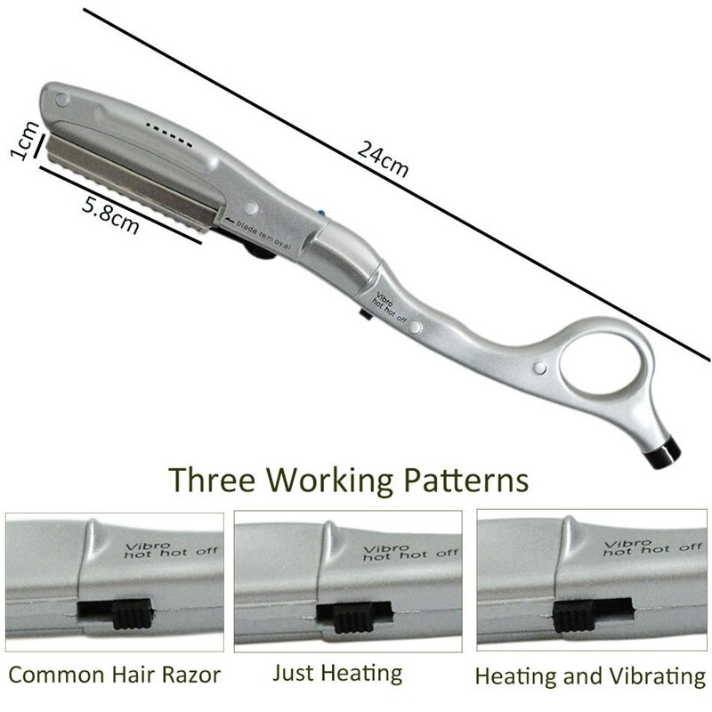 Maquinilla de afeitar eléctrica para cabello, afeitadora con calefacción vibratoria ultrasónico para corte de pelo, herramienta de extensión de cabello de Belleza del cabello humano
