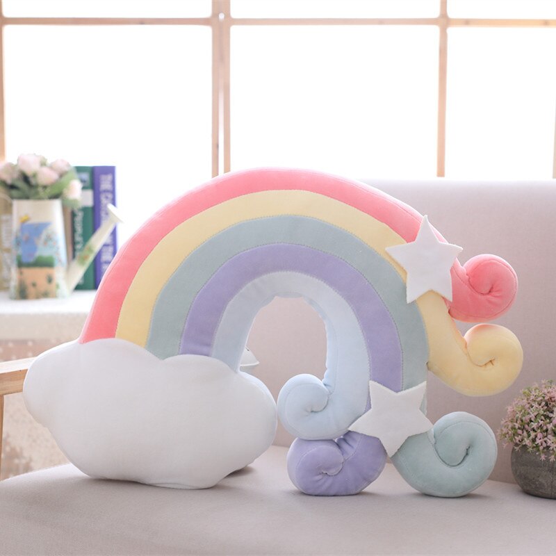 Mignon bonbons couronne nuage étoile lune arc-en-ciel oreiller rembourré doux coussin maison voiture décoration rose oreiller enfants d'anniversaire oreillers
