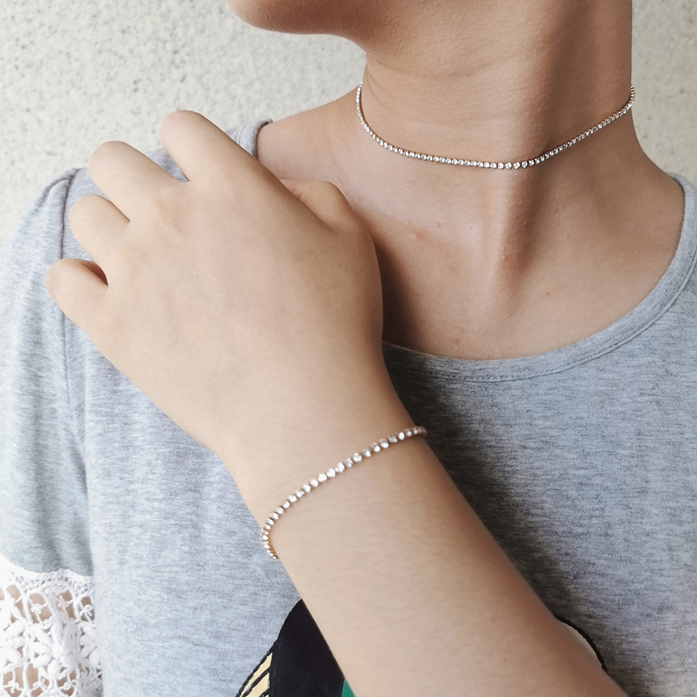 2mm iset ute tennisarmbånd kvinnelig måke sølvfarget rustfritt stål kubisk zirkoniakjede til kvinner bryllupssmykker