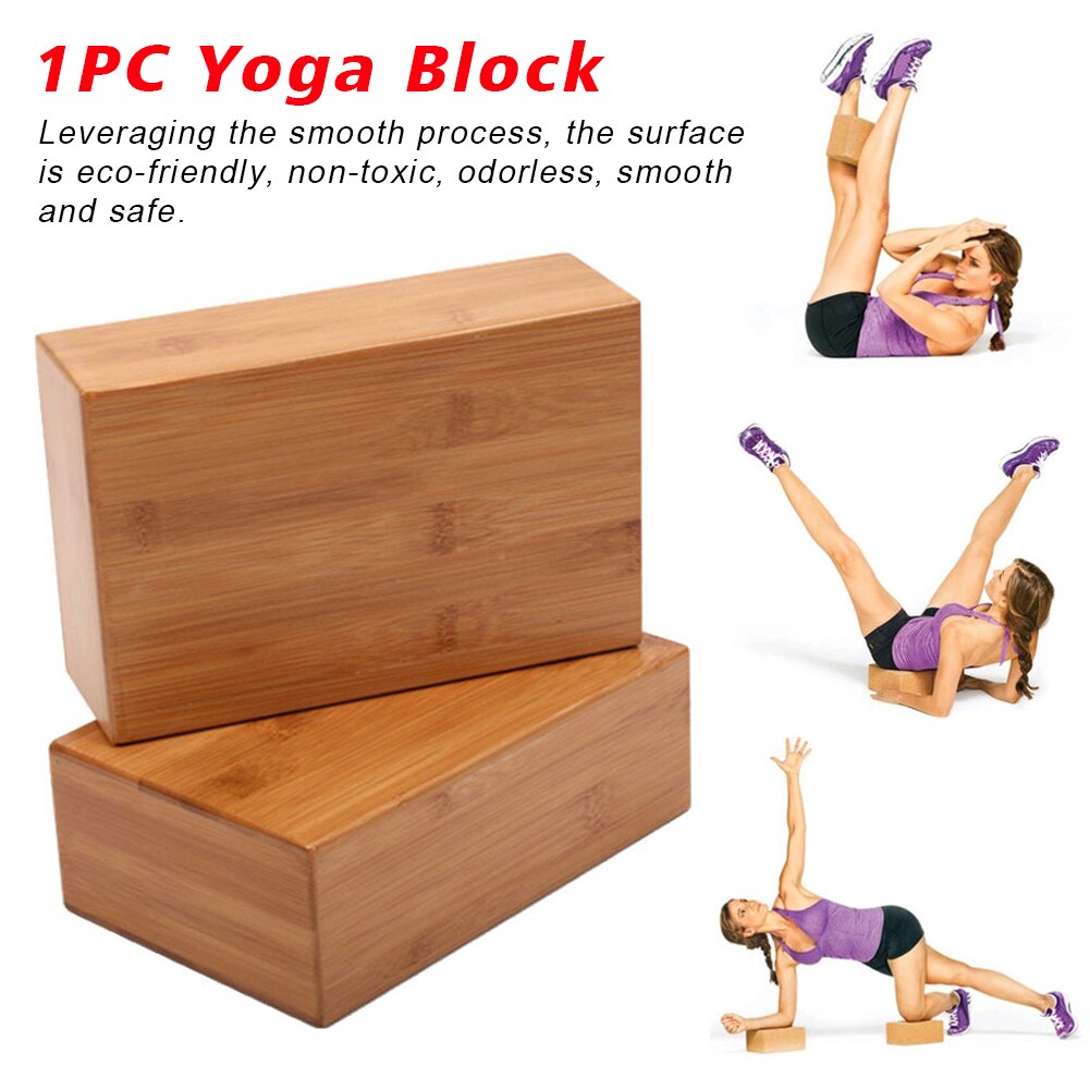 Non-Slip Gym Workout Home Handstand Brick Aid Exercise Fitness High Density Natural Bamboo Yoga Block Tool Multifunction