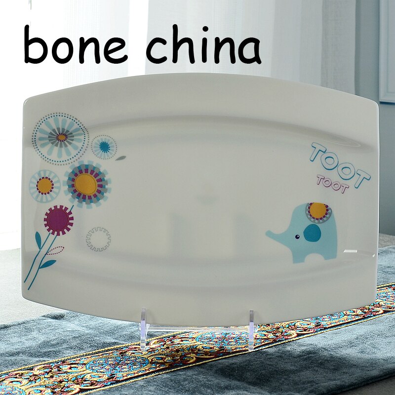 12 inch, real bone china rectangle fish serving plate, buffet serving platter, porcelain cute cake tray, funny dessert plates
