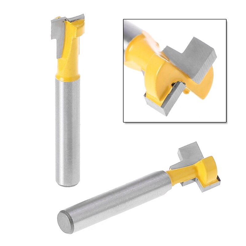 2 Pcs 1/4'' Shank Yellow T-Slot Cutter Router Bit Set for 3/8'' & 1/2'' Hex Bolt