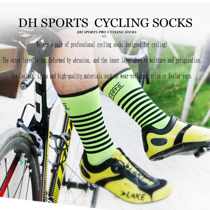 DH SPORT Professionele Fietsen sokken funky thermische sokken Knie-Hoge Sport Running winddicht Compressie racefiets Sokken