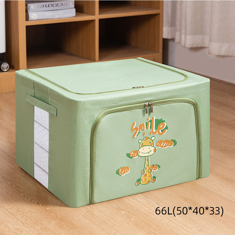 Cartoon foldable storage box household clothes quilt storage box large Oxford Bubner box storage box: green66L-50-40-33