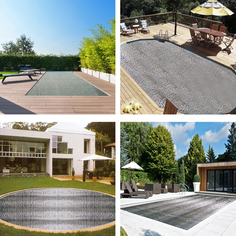 Silver Square Shape Durable Rectangular Pool Cover Retaining Solar Swimming Pool Film insulation film Pool Accessories FP8