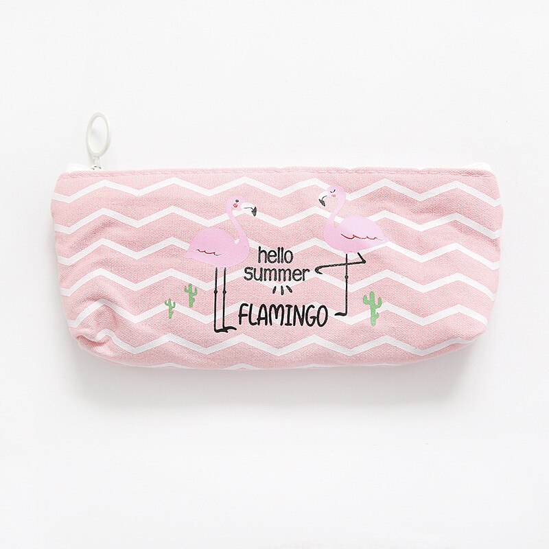 Cute flamingo pencil case kawaii cartoon pen box school pencil case Learn office stationery supplies: D-a99d