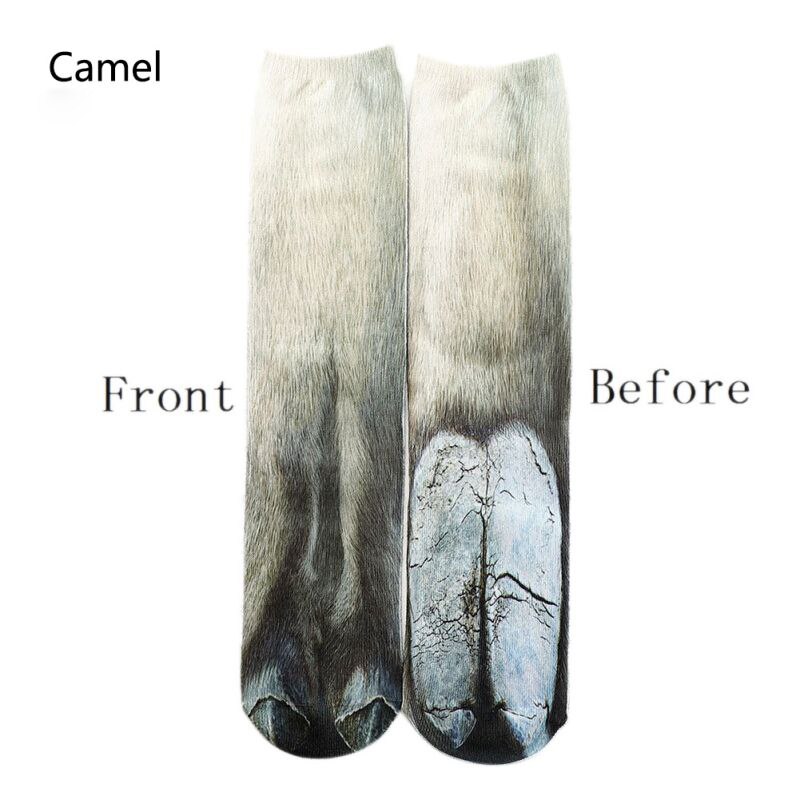 Adult children 3D Print Animal Paw Socks Unisex Crew Cat Long Stocks Elastic Breathable sport Sock Duck Horse Cat Paw cow Hoof: I / 40cm