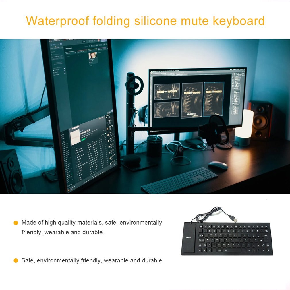Portable USB Keyboard Flexible Water Resistant Soft Silicone Gaming keyboard for Tablet Computer Laptop PC