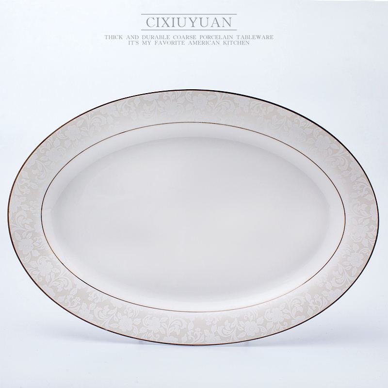 12 inch, white bone china fish plate, pottery dessert dish for serving, dishes for sushi, dinnerware porcelain dinnerware