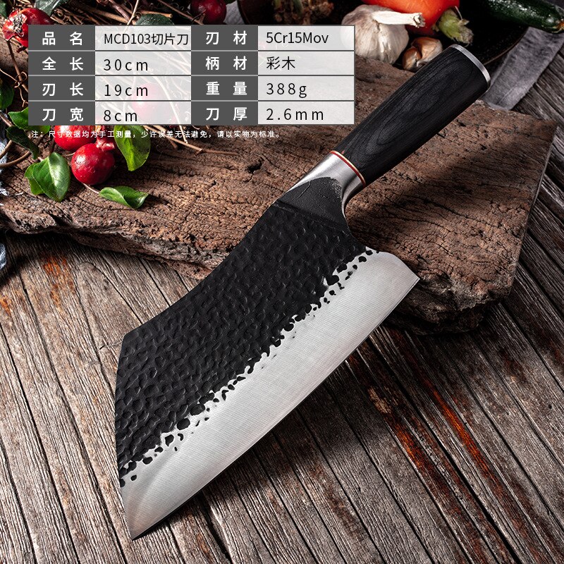 Chinese Gesmeed Butcher Keukenmes Set Servisch Kiritsuke Chef Mes High-Carbon Bekleed Staal Cleaver Fileren Vleesmes: cleaver 1