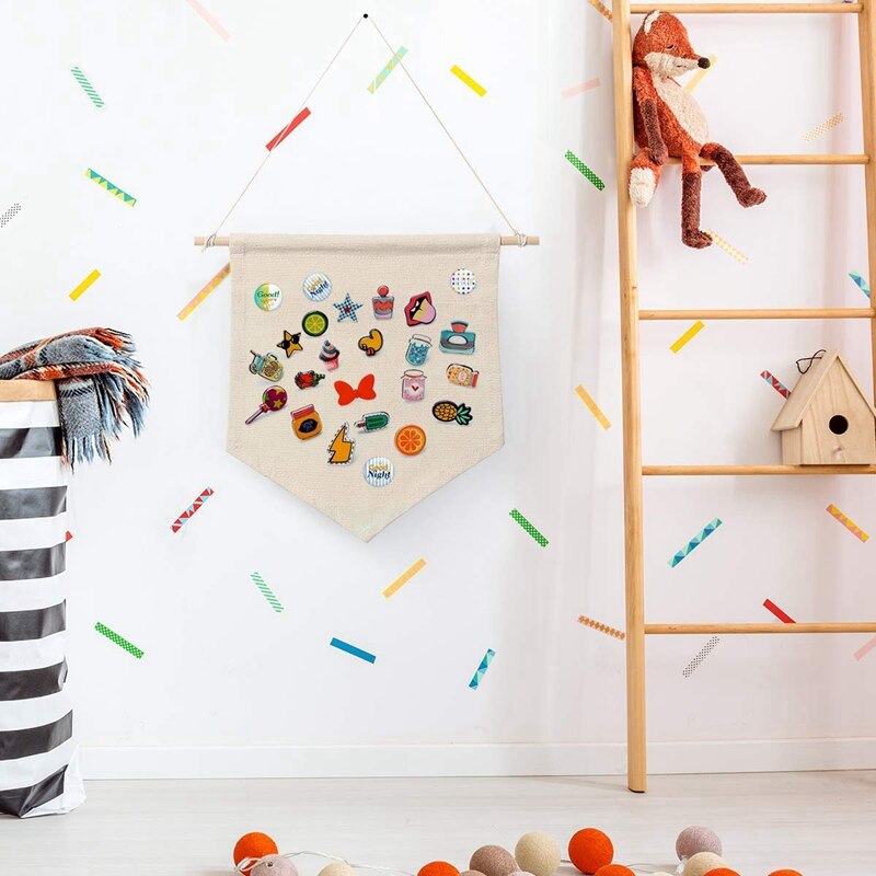 2x emalje stift væg display banner - display stifter, blank bomuld pin pin display til børneværelset indretning (m & s)