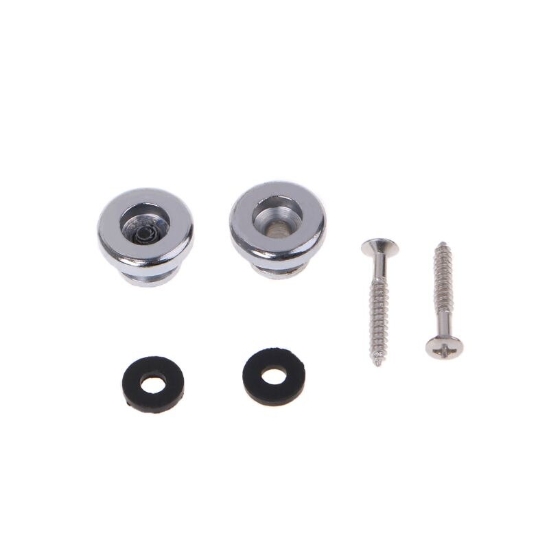 OOTDTY 2 Chrome Strap Button Locks Washer Screws Replacement Part For Mandolin Guitar Belt buckle