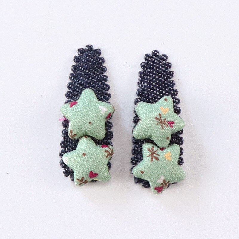 2 stuks/set effen geruite bloemen haarspeldjes voor meisjes, schattige ster haarbandjes voor kinderen en babyhaaraccessoires: 15 groene sterren
