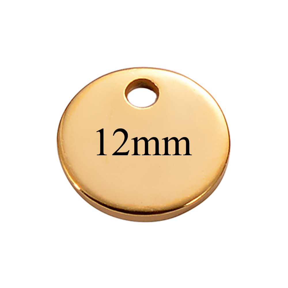 50 Pz/lotto In Acciaio Inox 6mm 8mm 10mm 12mm Tag Vuoti FAI DA TE Per La Produzione di Gioielli Pendenti E Ciondoli Rotondi Del Pendente All'ingrosso: Rhodium d'imitazione placcato
