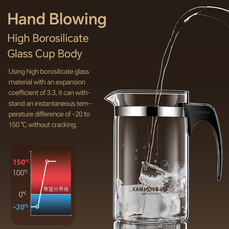 KAMJOVE Chinese Kung Fu Tea Infuser Tea Pot One-button Filtering Heat-resistant Glass Separating Teapot with Strainer 200-1200ML