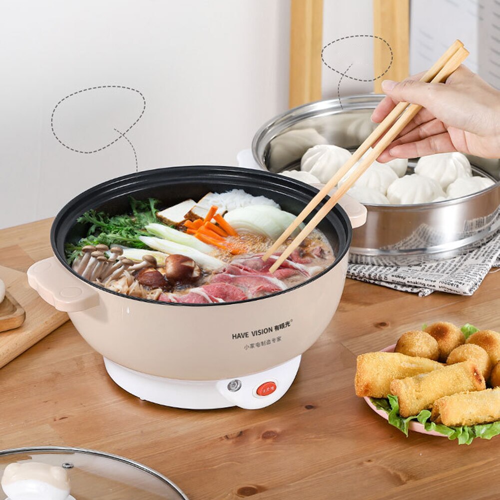 220V Multifunctional Electric Cooker Heating Pan Electric Cooking Pot Machine Noodles Rice Eggs Soup Steamer Cooking Pot