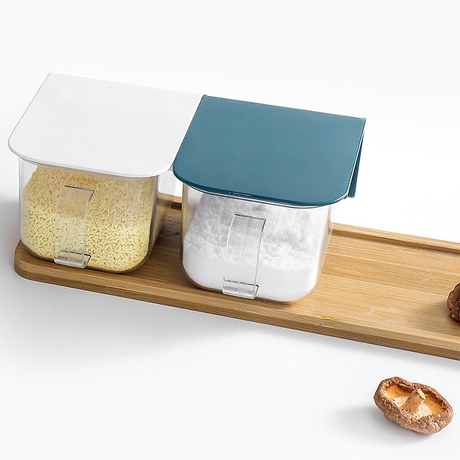 1 Grid Spoon Rack Kitchen Container With Lid Seasoning Box Herb Spices Storage Container Cooking Seasoning With Desk Handle