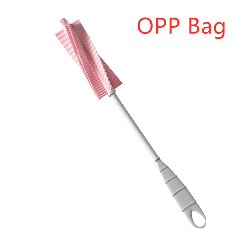 Silicone Glass Baby Bottle Brushes Long Handle Cup Brush Kitchen Clean Tea Glass Wash Cup Silica Brush Household Cleaning Tools: Pink OPP bag